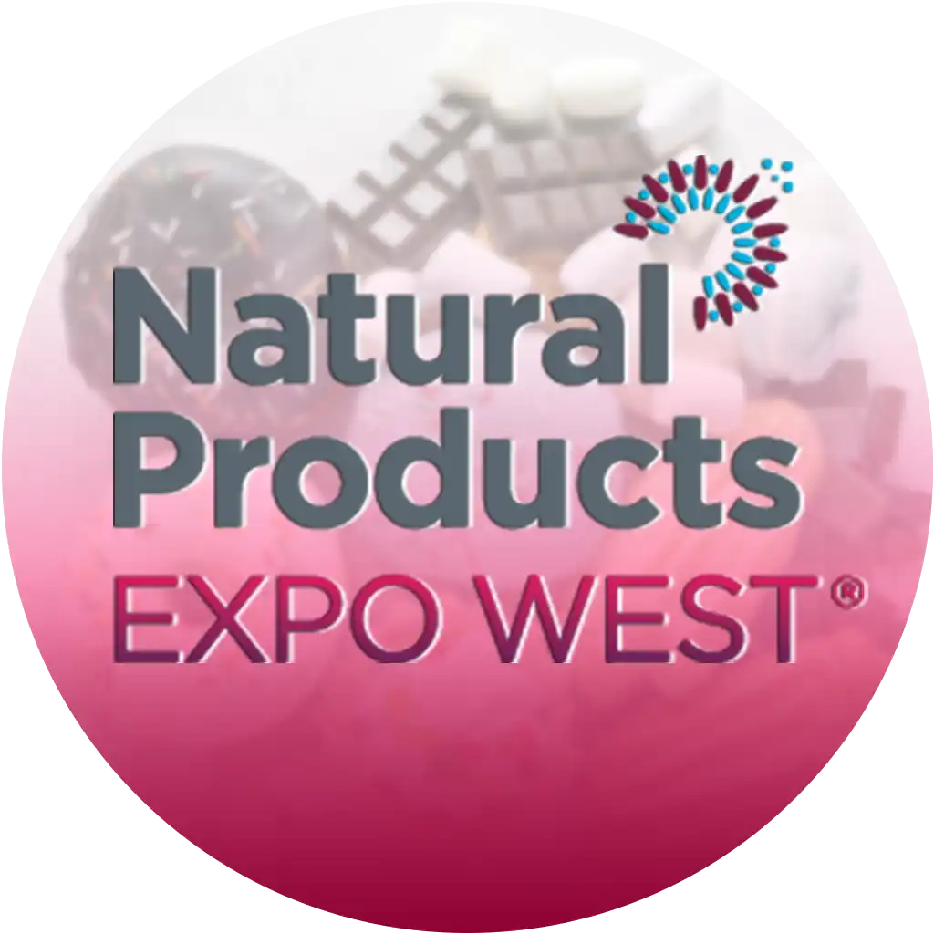 Logo of Natural Products Expo West featuring stylized text and colorful graphics